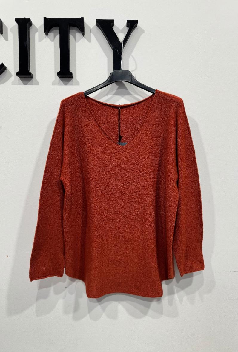 Pull col V manches longues – Taille unique (S/M/L)