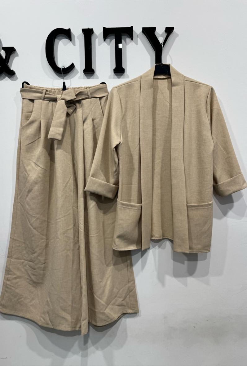 Ensemble lin gilet et pantalon