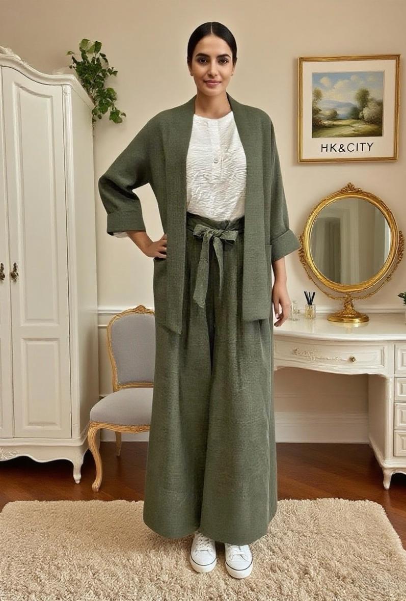 Ensemble lin gilet et pantalon