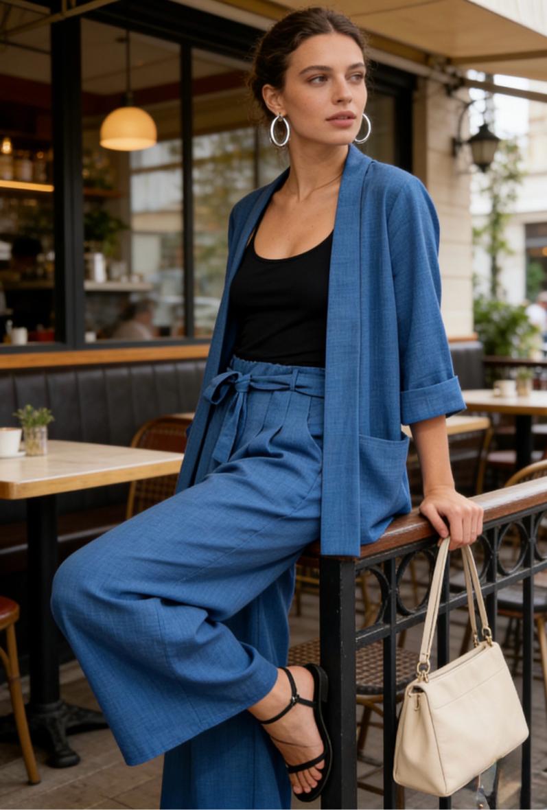 Ensemble lin gilet et pantalon