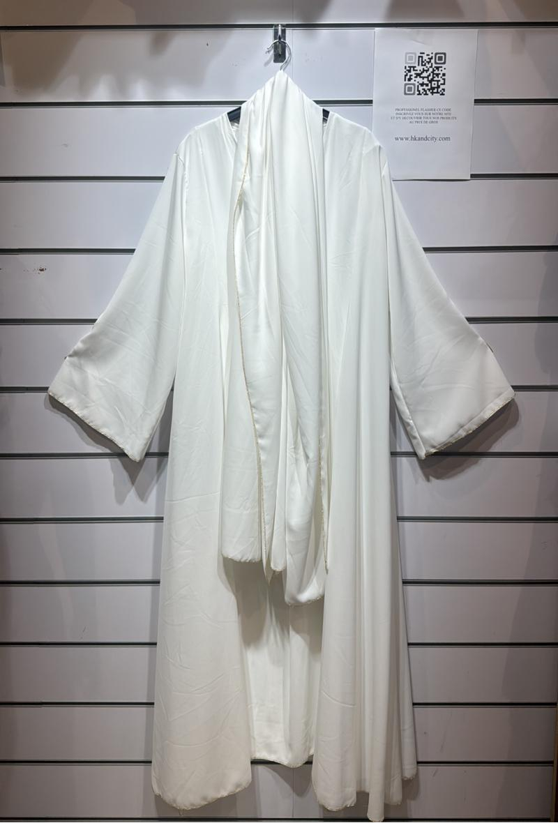 Zina abaya kimono+robe+foulard finition doré