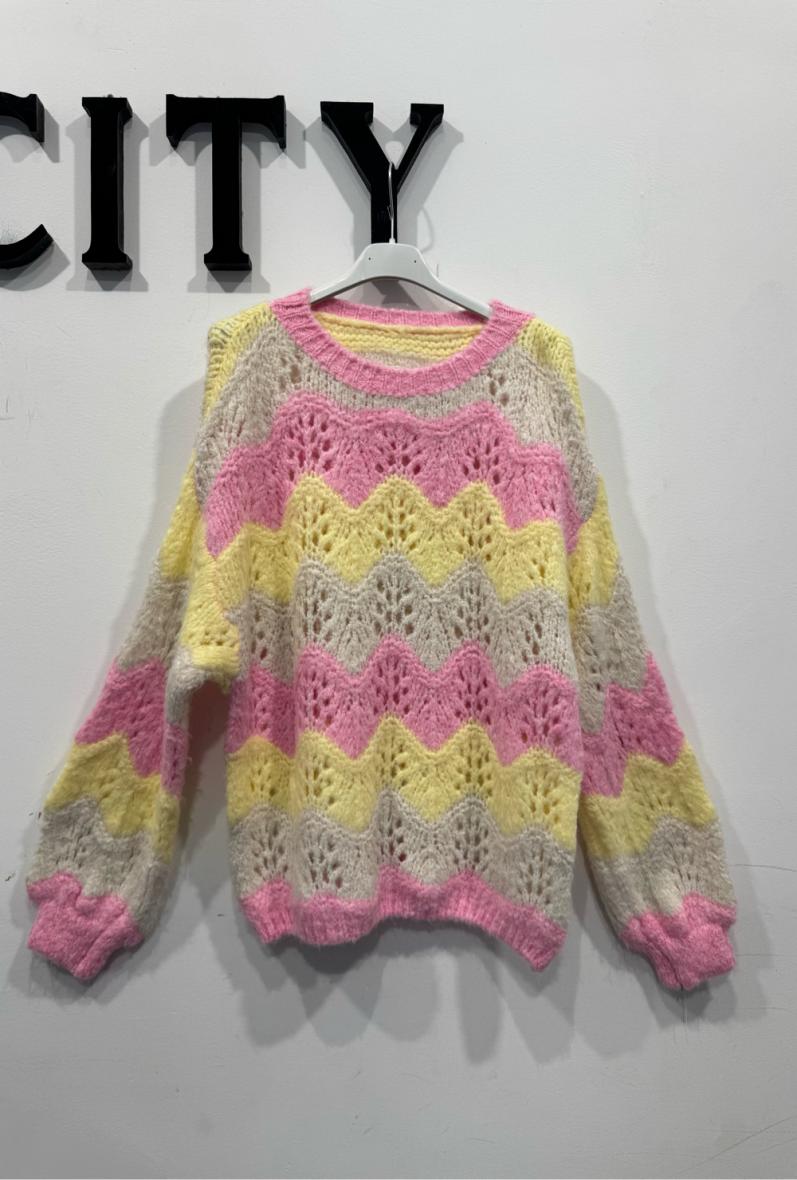Pull tricot multicolore