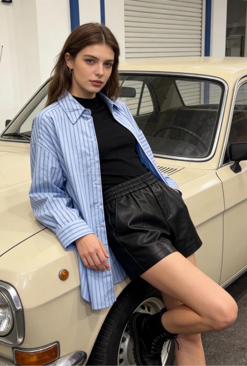 Chemise à rayure fine en coton