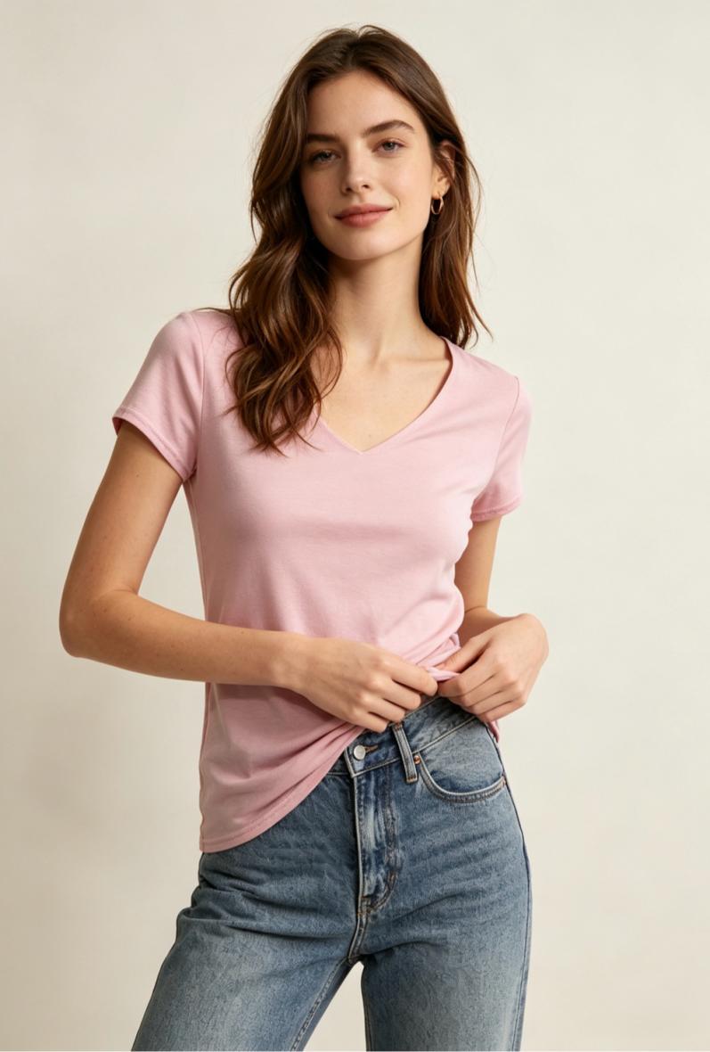 T-Shirt basic col V TU