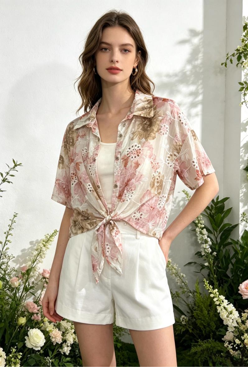 chemise tencel fleuris